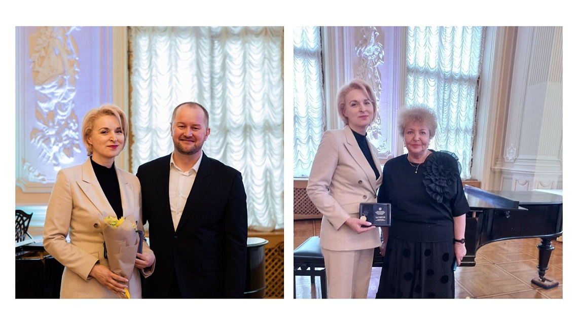 Вручение нагрудного знака «За социальное партнерство» А.Л. Гехтман, директору ИМЦ Василеостровского района